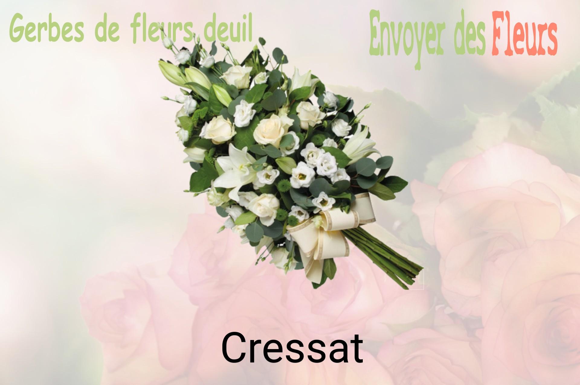 Gerbe de fleurs de deuil livrée à Cressat